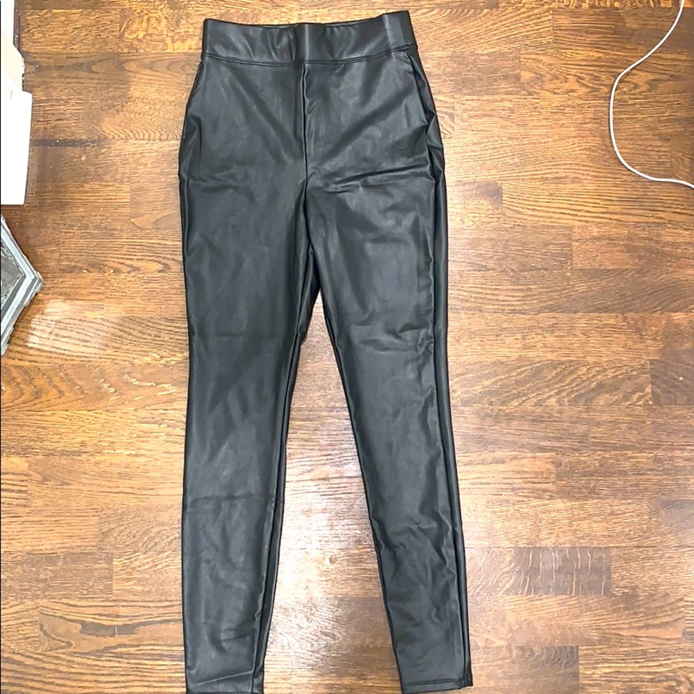 Black leather leggings